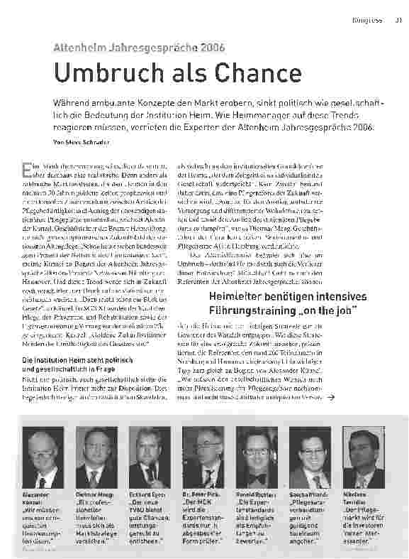 Vorschauseite 1: Altenheim Jahresgespräche 2006Umbruch als Chance