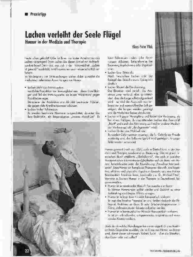 Vorschauseite 1: Lachen verleiht der Seele FlügelHumor in der Medizin und Therapie