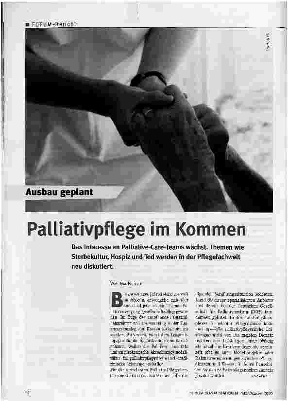 Vorschauseite 1: Palliativpflege im Kommen