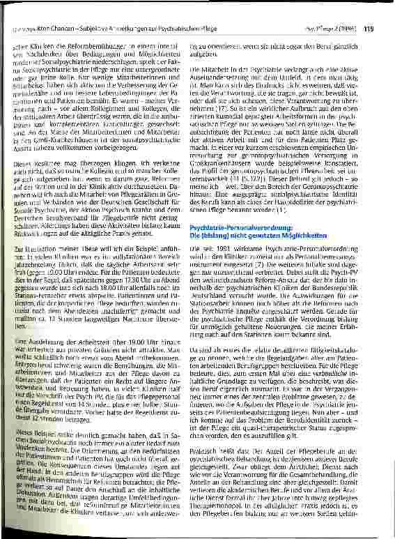 Vorschauseite 2: Die verpaßten Chancen - Subjektive Anmerkungen zur psychiatrischen Pflege in der BRD