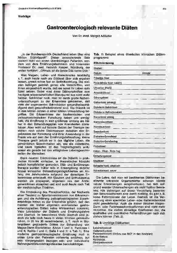 Vorschauseite 1: Gastroenterologisch relevante Diäten