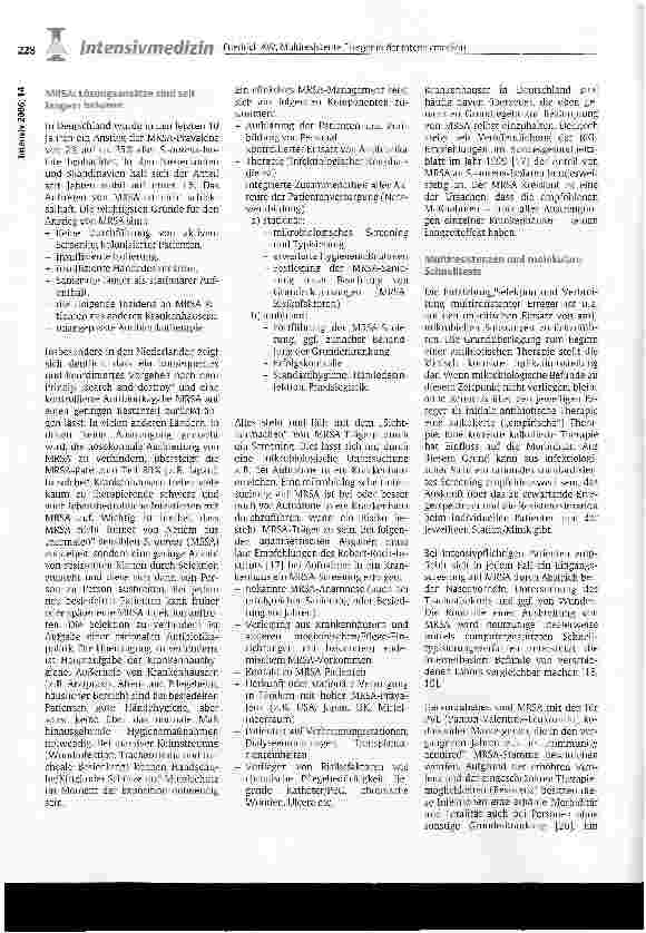 Vorschauseite 4: Multiresistente Erreger in der Intensivmedizin- Neue Wege zur Bekämpfung am Beispiel von MRSA -