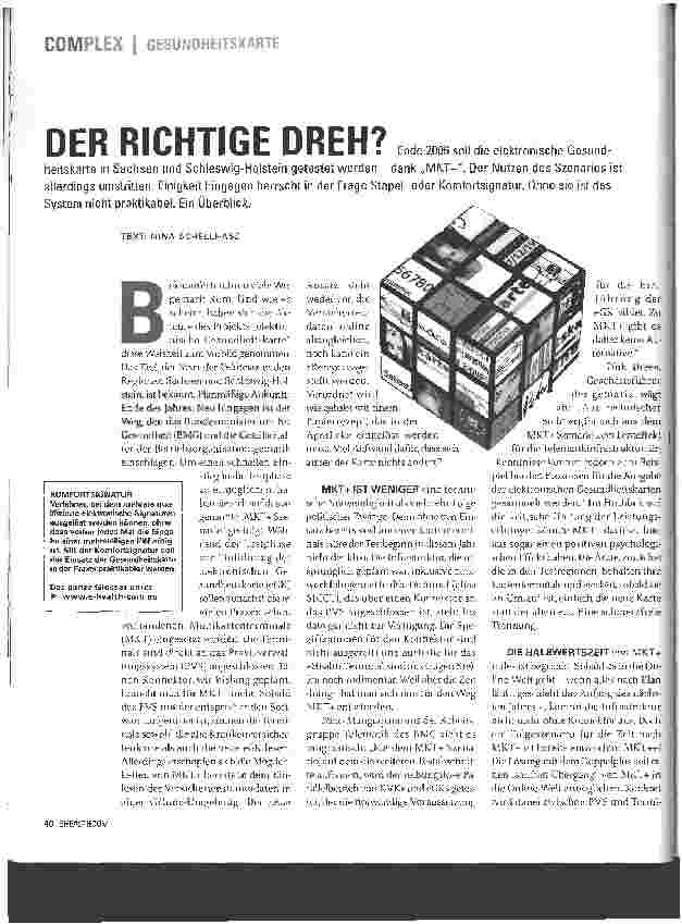 Vorschauseite 1: GESUNDHEITSKARTE - DER RICHTIGE DREH?