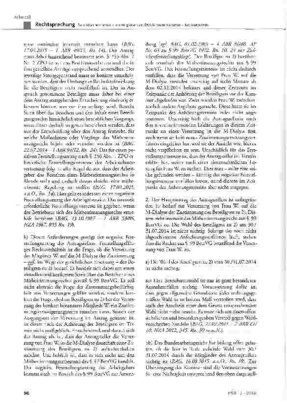Vorschauseite 5: Zum Arbeitnehmerstatus von Mitgliedern der DRK-Schwesternschaften - BetriebsratswahlBetrVG § 5 Abs. 1, § 99 Abs. 1 und Abs. 2; AÜG § 1 Abs. 1 Satz 1