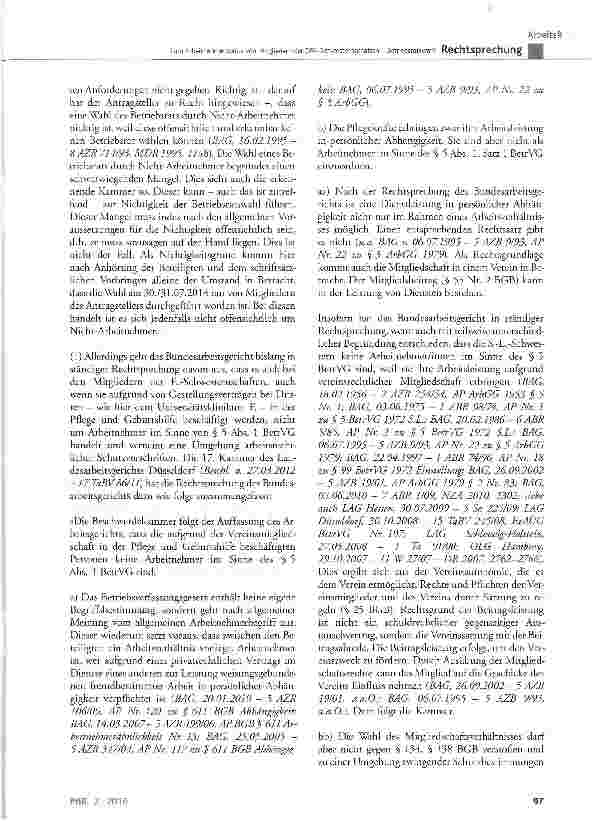 Vorschauseite 6: Zum Arbeitnehmerstatus von Mitgliedern der DRK-Schwesternschaften - BetriebsratswahlBetrVG § 5 Abs. 1, § 99 Abs. 1 und Abs. 2; AÜG § 1 Abs. 1 Satz 1
