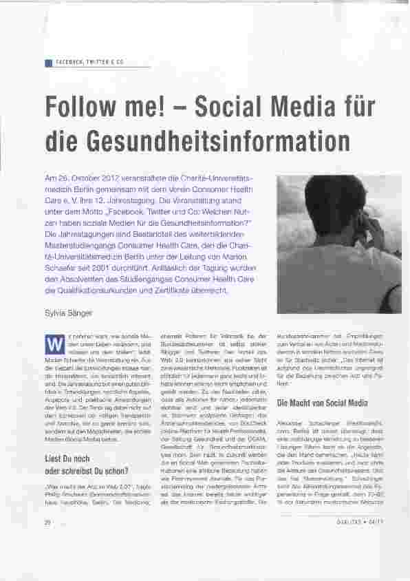 Vorschauseite 1: Follow me! Social Media für die Gesundheitsinformation