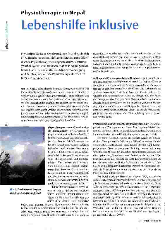Vorschauseite 1: Physiotherapie in Nepal Lebenshilfe inklusive