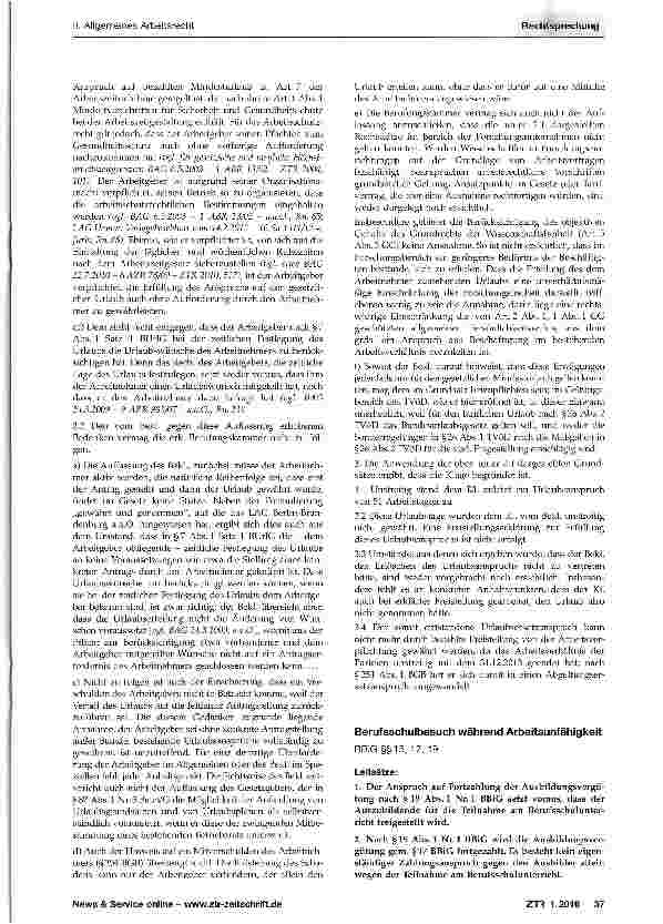 Vorschauseite 3: Urlaubsabgeltung bei Verfall des Urlaubsanspruchs BUrIG §7 Abs. 4; TVÖD §26; BGB §§280, 283, 249
