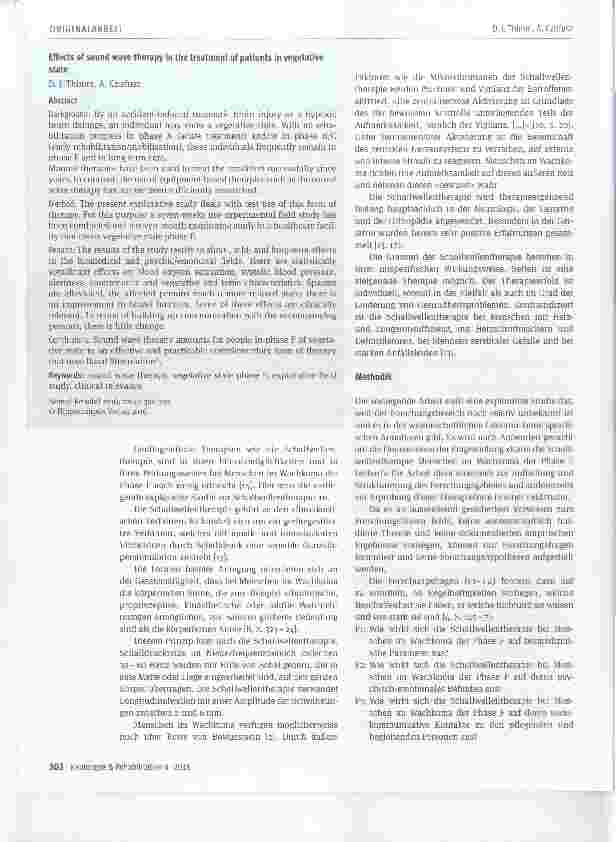 Vorschauseite 2: Erprobung der Schallwellentherapie bei Menschen im Wachkoma Phase F Ergebnisse einer explorativen Feldstudie