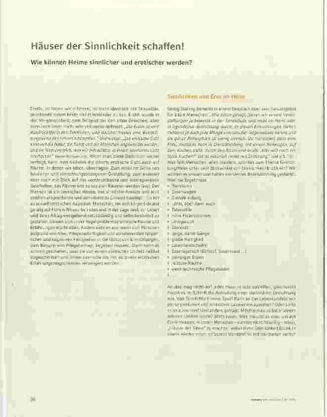 Vorschauseite 1: Häuser der Sinnlichkeit schaffen! Wie können Heime sinnlicher und erotischer werden?