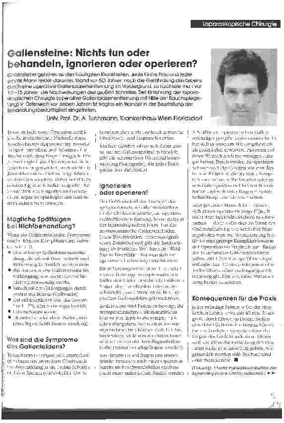 Vorschauseite 1: Gallensteine: Nichts tun oder behandeln, ignorieren oder operieren?