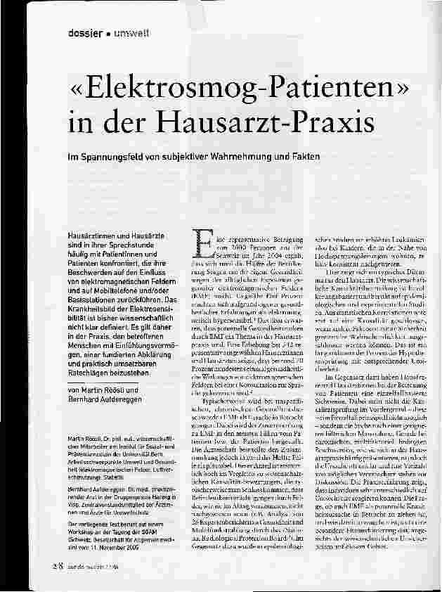 Vorschauseite 1: Elektrosmog-Patienten in der Hausarzt-Praxis