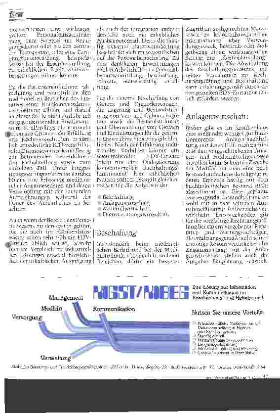 Vorschauseite 6: EDV im Krankenhaus Grundsätzliche Überlegungen zu einer Neuordnung