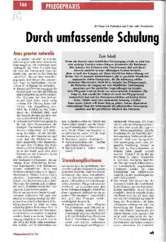 Vorschauseite 1: Durch umfassende Schulung wird die soziale Isolation vermieden Pflege bei Patienten mit Colooder Ileostomie