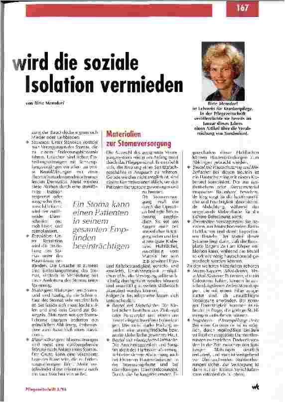 Vorschauseite 2: Durch umfassende Schulung wird die soziale Isolation vermieden Pflege bei Patienten mit Colooder Ileostomie