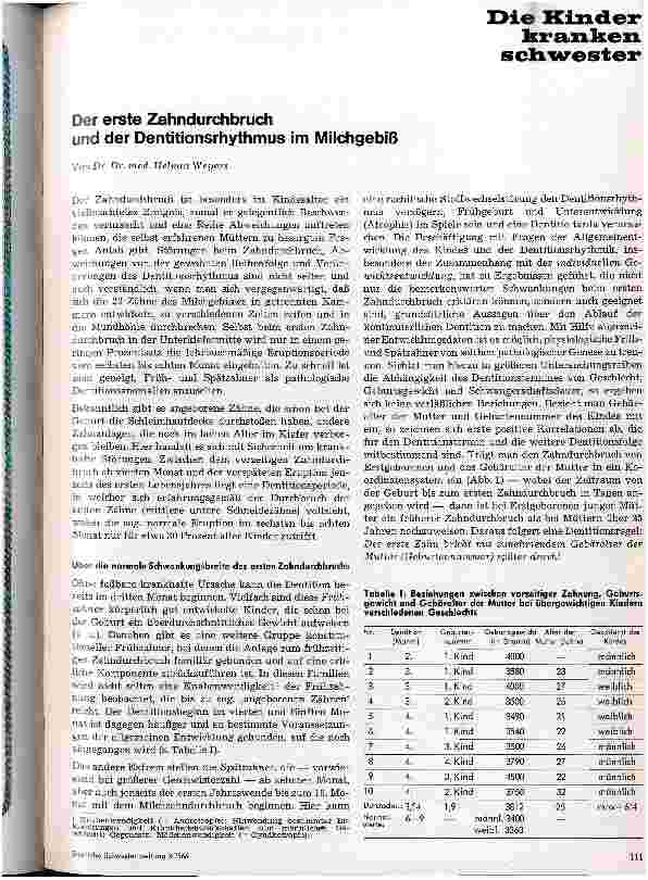 Vorschauseite 1: Der erste Zahndurchbruch und der Dentitionsrhytmus im Milchgebiß