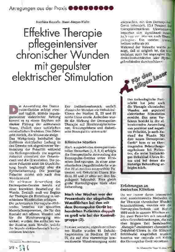 Vorschauseite 1: Effektive Therapie pflegeintensiver chronischer Wunden mit gepulster elektrischer Stimulation