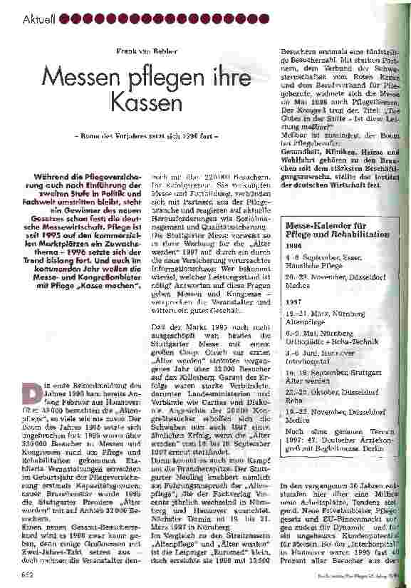 Vorschauseite 1: Messen pflegen ihre Kassen Boom des Vorjahres setzt sich 1996 fort