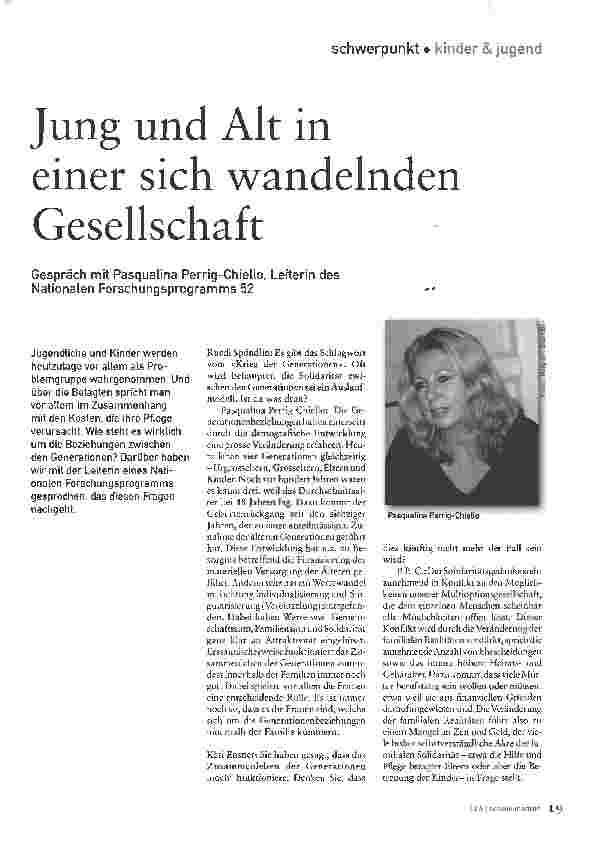 Vorschauseite 1: Jung und Alt in einer sich wandelnden Gesellschaft
