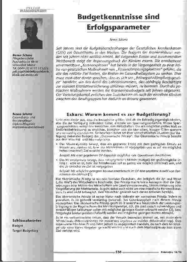Vorschauseite 1: Budgetkenntnisse sind Erfolgsparameter