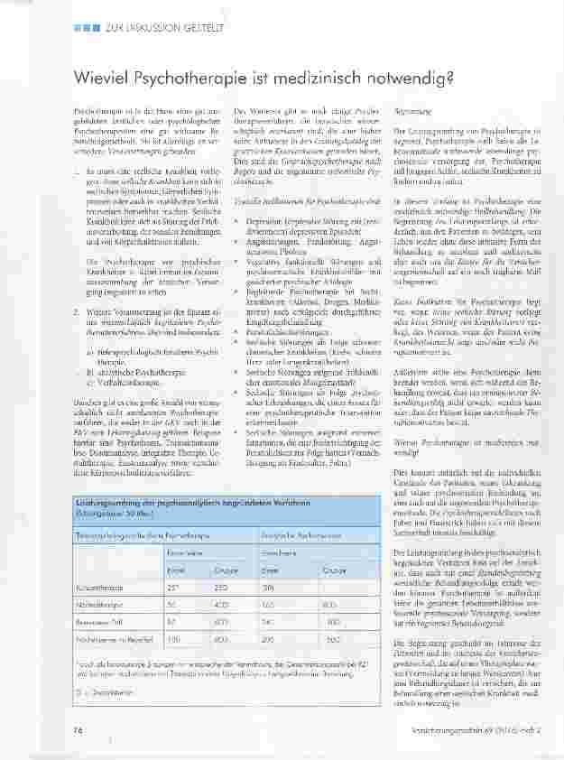 Vorschauseite 1: Wieviel Psychotherapie ist medizinisch notwendig?