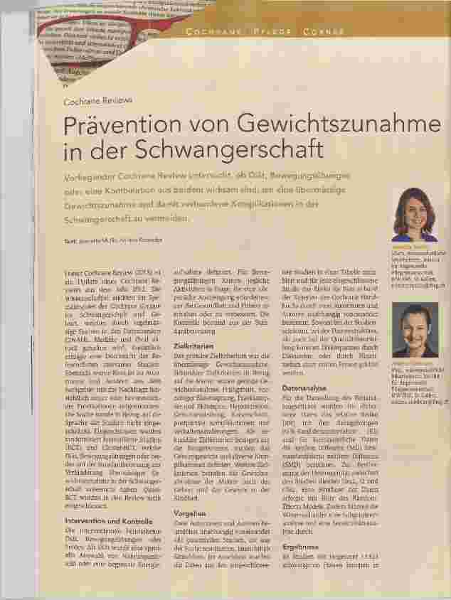 Vorschauseite 1: Prävention von Gewichtszunahme in der Schwangerschaft