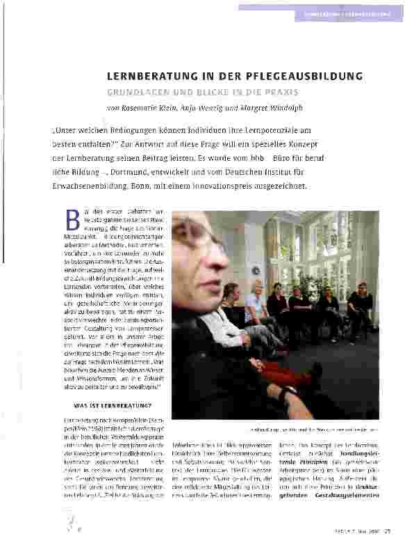 Vorschauseite 1: LERNBERATUNG IN DER PFLEGEAUSBILDUNG