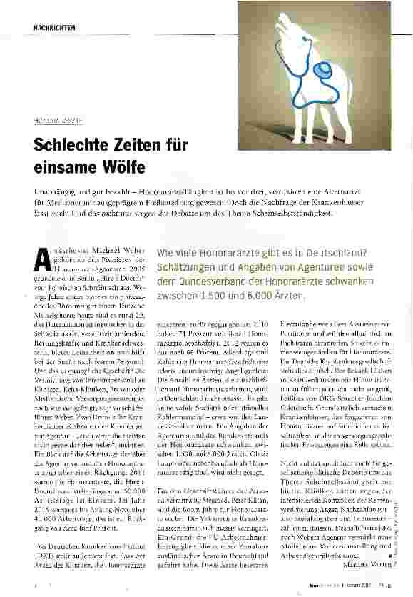 Vorschauseite 1: Schlechte Zeiten für einsame Wölfe
