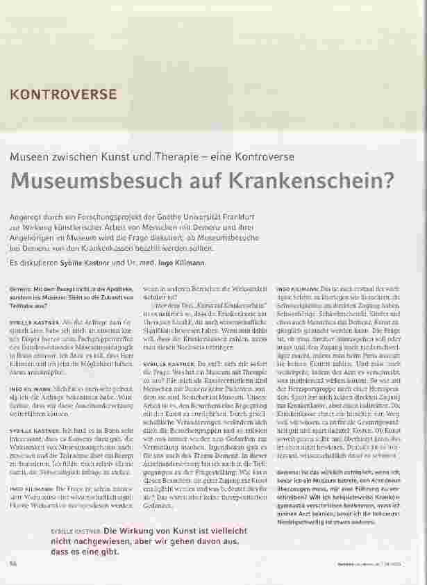 Vorschauseite 1: Museumsbesuch auf Krankenschein?