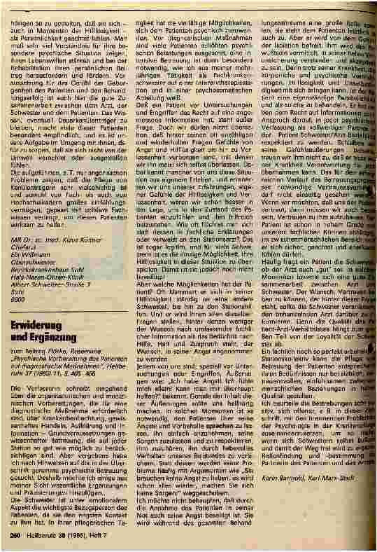 Vorschauseite 3: Probleme der Krankenpflege bei Kanületrägern