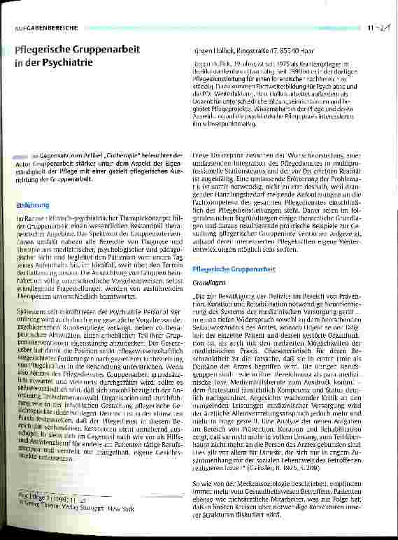 Vorschauseite 1: Pflegerische Gruppenarbeit in der Psychiatrie
