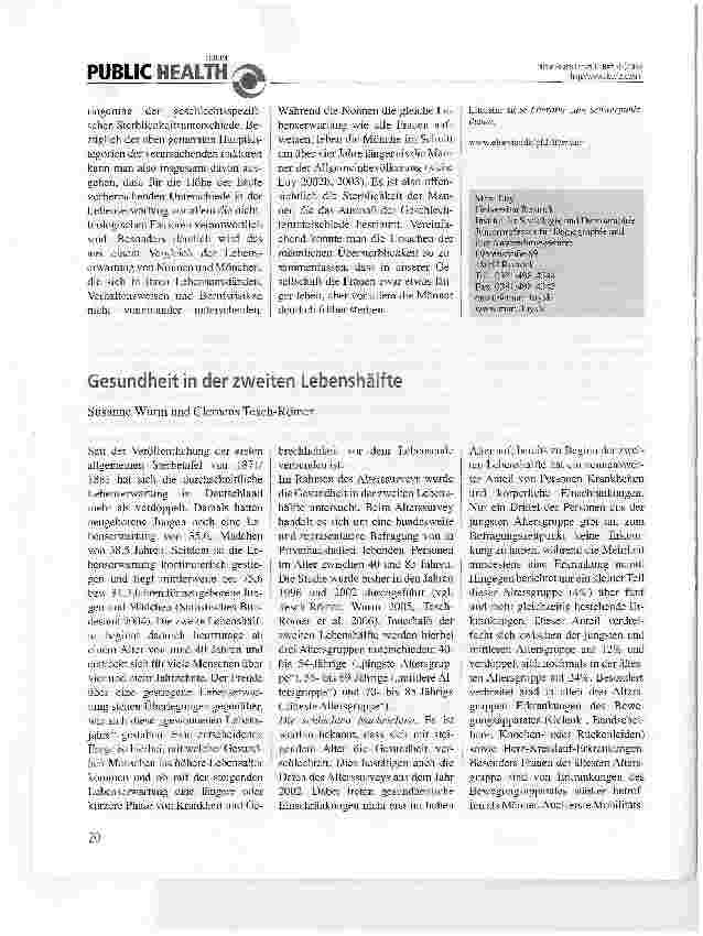 Vorschauseite 1: Gesundheit in der zweiten Lebenshälfte