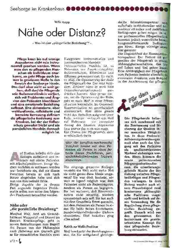 Vorschauseite 1: Nähe oder Distanz? Was ist eine pflegerische Beziehung?