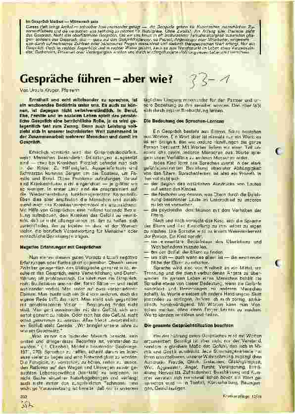 Vorschauseite 1: Gespräche führen - aber wie?