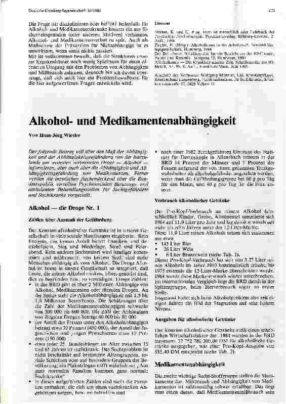 Vorschauseite 1: Alkoholund Medikamentenabhängigkeit