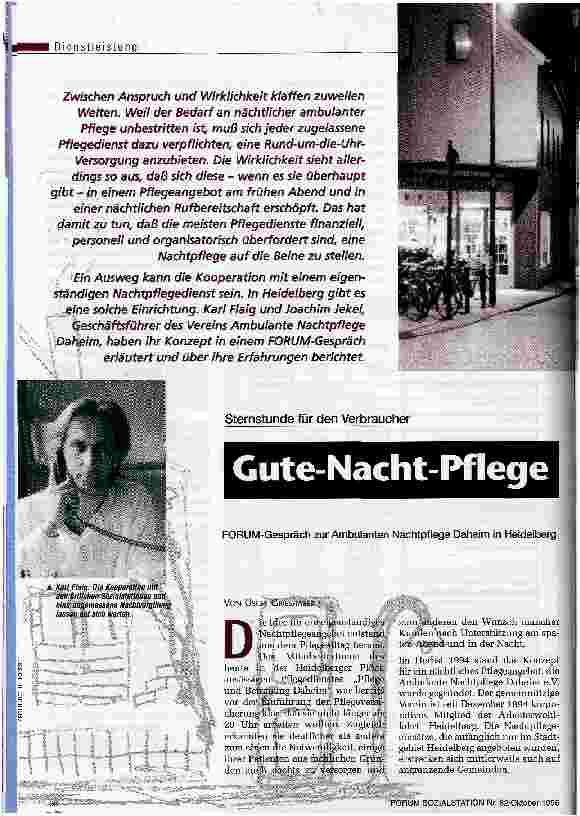 Vorschauseite 1: Gute-Nacht-Pflege FORUM-Gespräch zur Ambulanten Nachtpflege Daheim in Heidelberg