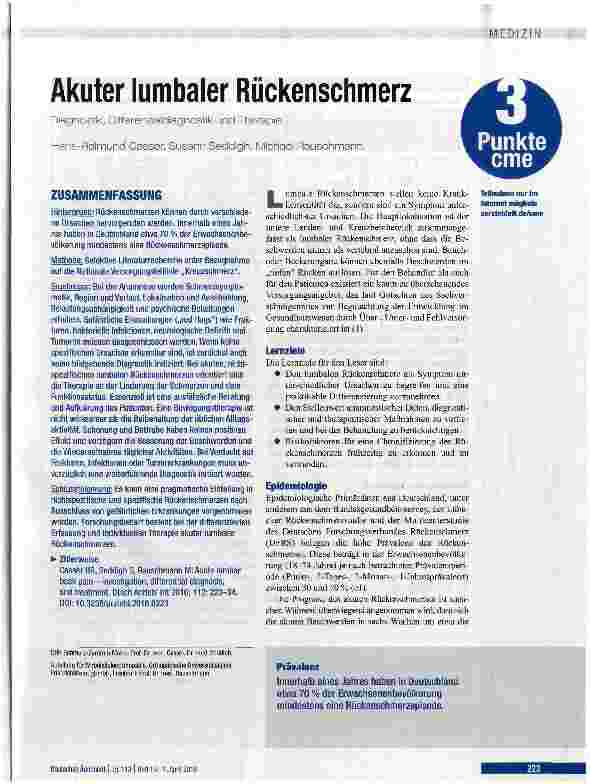 Vorschauseite 1: Akuter lumbaler Rückenschmerz