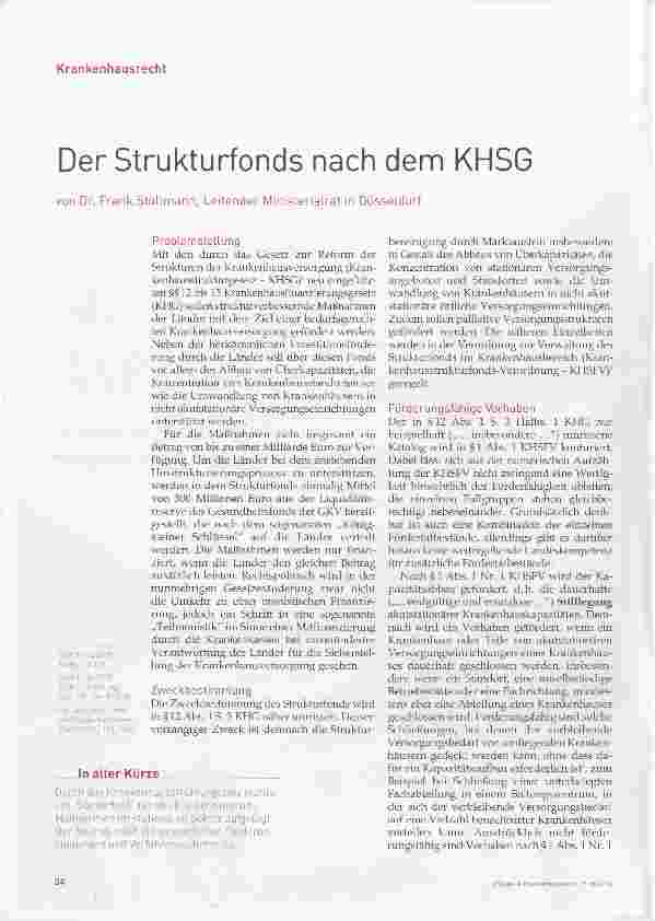 Vorschauseite 1: Der Strukturfonds nach dem KHSG