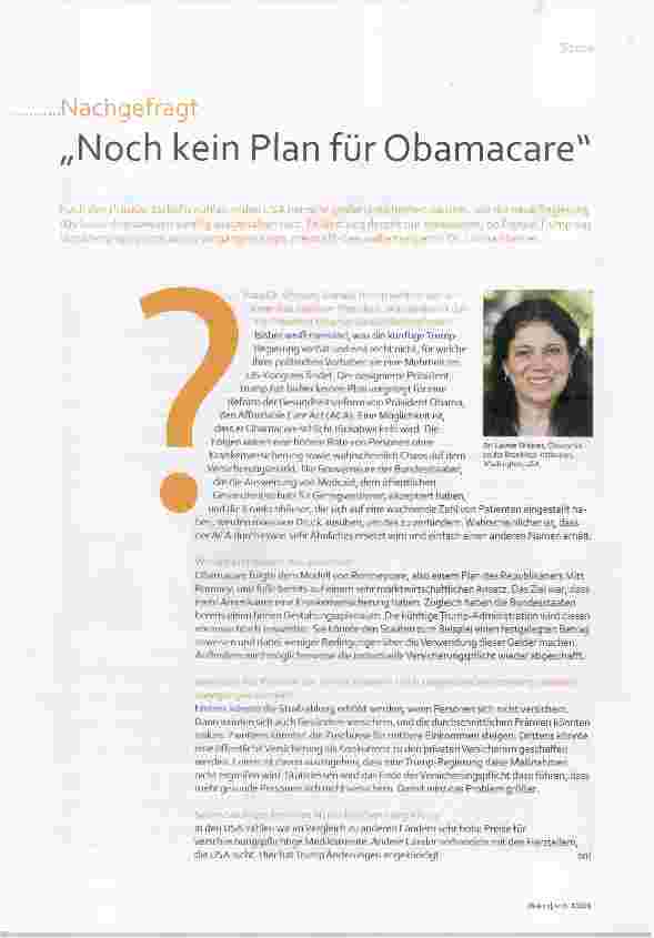 Vorschauseite 1: Noch kein Plan für Obamacare