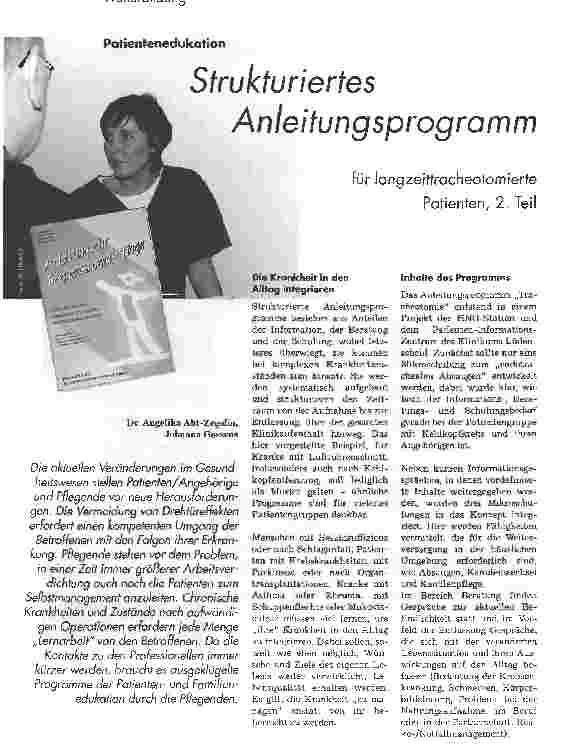 Vorschauseite 1: Strukturiertes Anleitungsprogramm für langzeittracheotomierte Patienten, 2. Teil