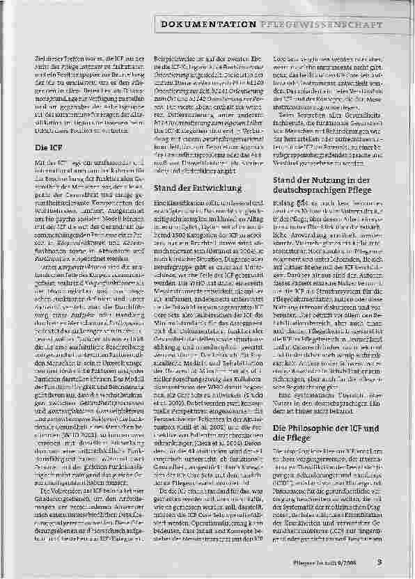 Vorschauseite 2: Entwicklung und Anwendung der ICF aus der Perspektive der Pflege - Positionspapier der deutschsprachigen Arbeitsgruppe ICF und Pflege