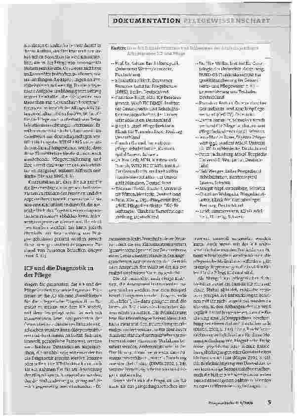Vorschauseite 4: Entwicklung und Anwendung der ICF aus der Perspektive der Pflege - Positionspapier der deutschsprachigen Arbeitsgruppe ICF und Pflege