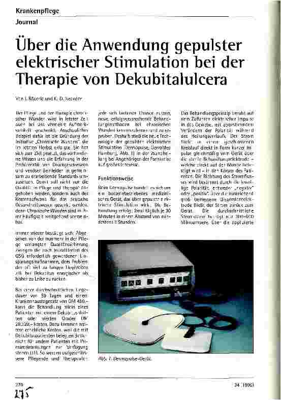 Vorschauseite 1: Über die Anwendung gepulster elektrischer Stimulation bei der Therapie von Dekubitalulcera