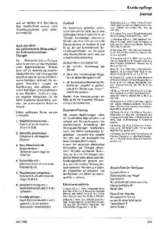 Vorschauseite 6: Über die Anwendung gepulster elektrischer Stimulation bei der Therapie von Dekubitalulcera
