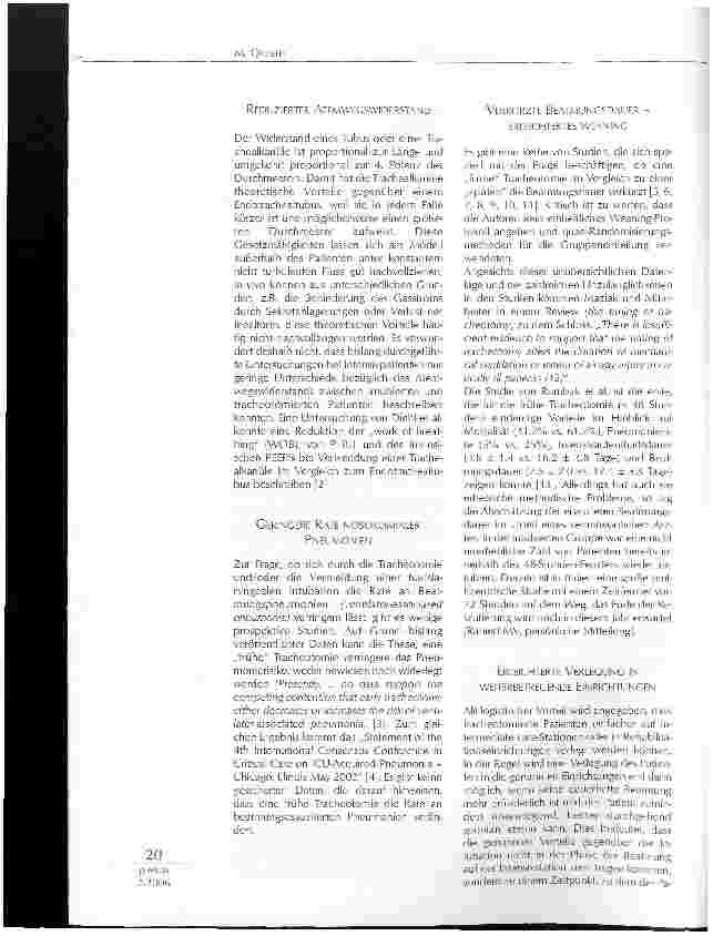 Vorschauseite 2: WAS BRINGT DIE TRACHEOTOMIE DEM LANGZEITBEATMUNGSPATIENTEN WIRKLICH?
