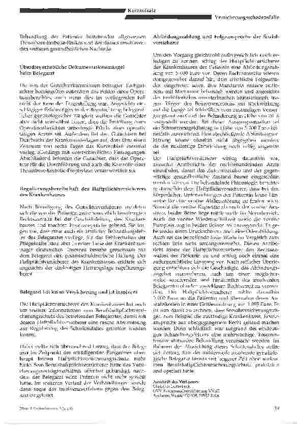 Vorschauseite 3: Die unterlassene Thromboseprophylaxe undder insolvente Belegarzt