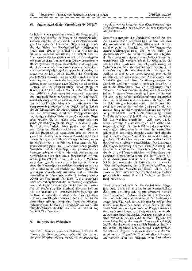 Vorschauseite 3: Tragung von Rentenversicherungsbeiträgen im Rahmen der gesetzlichen Pflegeversicherung als Leistungen bei Krankheit zugunsten eines Pflegebedürftigen im Sinne des Gemeinschaftsrec…