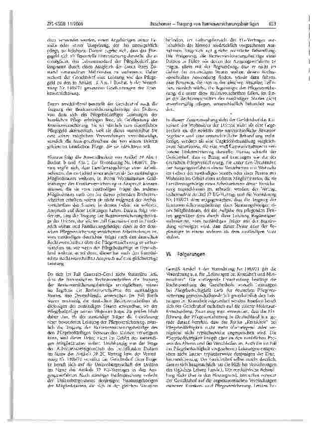 Vorschauseite 4: Tragung von Rentenversicherungsbeiträgen im Rahmen der gesetzlichen Pflegeversicherung als Leistungen bei Krankheit zugunsten eines Pflegebedürftigen im Sinne des Gemeinschaftsrec…