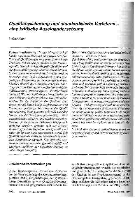 Vorschauseite 1: Qualitätssicherung und standardisierte Verfahren - eine kritische Auseinandersetzung