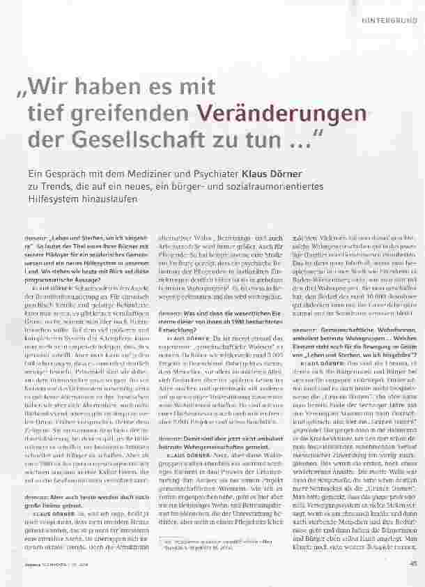 Vorschauseite 1: Wir haben es mit tiefgreifenden Veränderungen der Gesellschaft zu tun